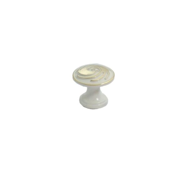 Ручка-кнопка White enamel ZY-631 белая глазурь+золото