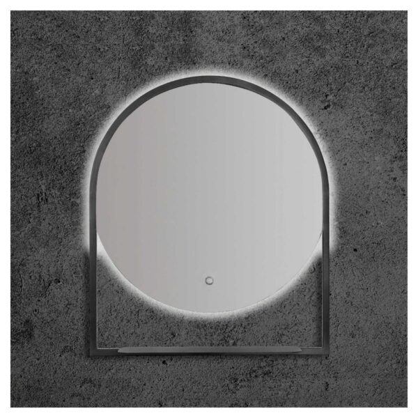 Зеркало VALLESSI-60х70 круглое с полочкой АНТРАЦИТ