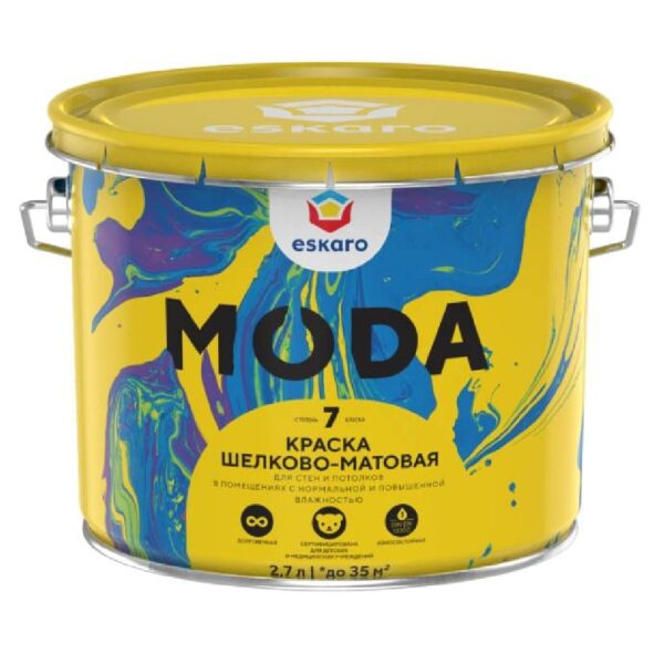 Краска шелко-мат. для стен и потолков MODA-7 2,7л