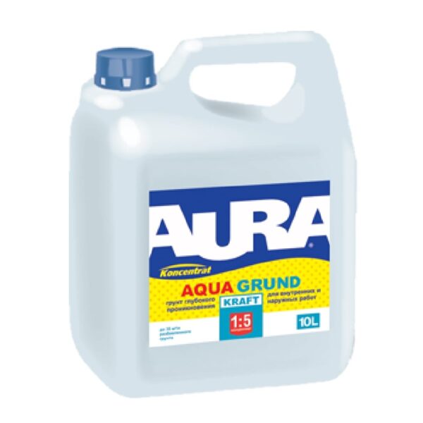 Грунтовка глубокого проникновения для внутренних и наружных работ, концентрат 1:5 Aura Aqua Grund Kraf 10л