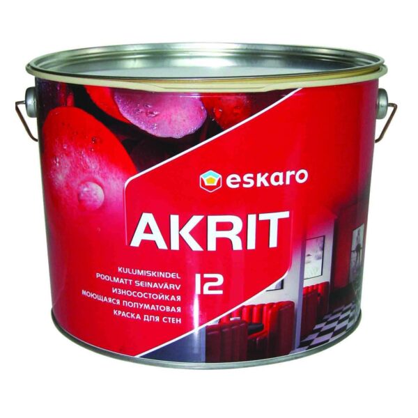 Краска белая моющаяся износостойкая для стен АKRIT-12 9,5л