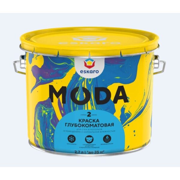 Краска глубокомат. для стен и потолков MODA-2 2,7л