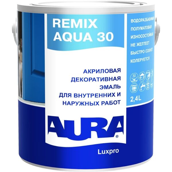 Акриловая Эмаль AURA "LUXPRO REMIX AQUA 30"2.4л