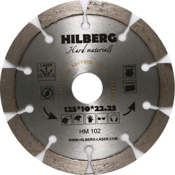 Диск алмазный по железобетону 125*22,23 Hilberg Hard Materials Лазер
