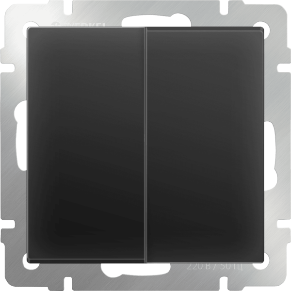 Выключатель Werkel двухклавишный проходной (черный матовый)