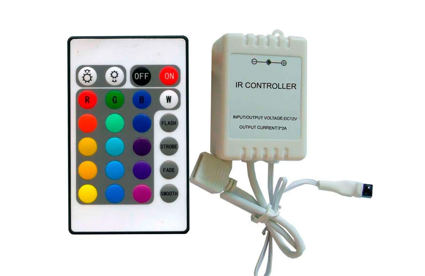 Контроллер LED RGB 6A 72W 12-24V 24 кнопки инфракрасный