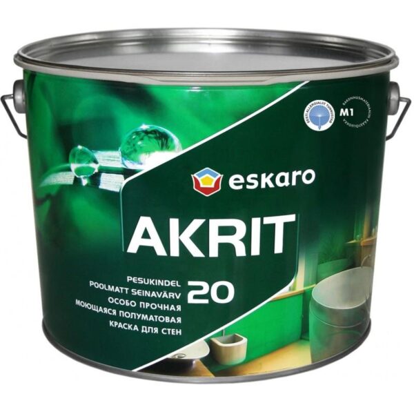 Краска белая моющаяся особопрочная для ванных комнат АKRIT-20 2,85л